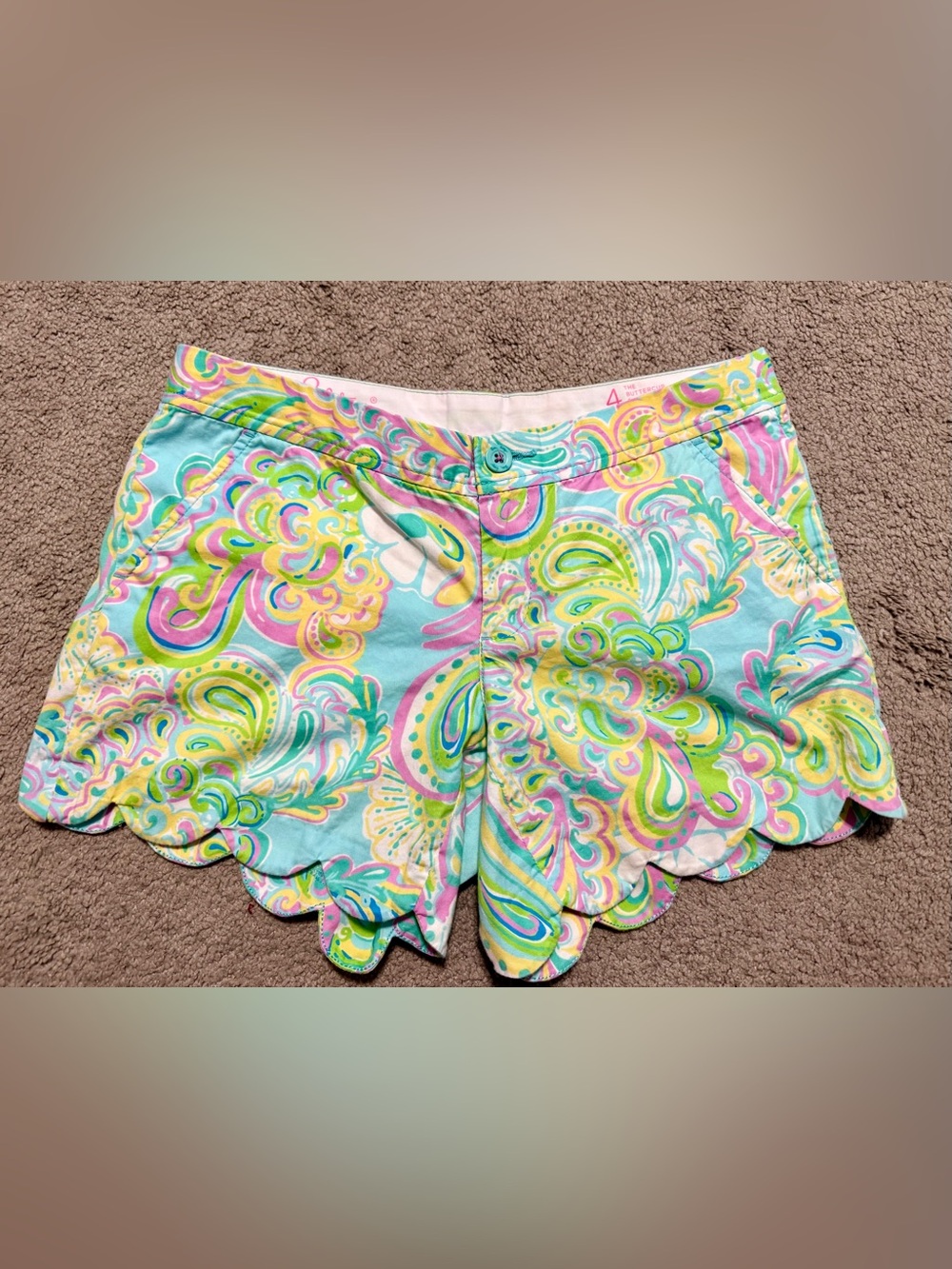 Lilly Pulitzer Buttercup Scallop Shorts Size 4 Double Trouble Shorely Blue